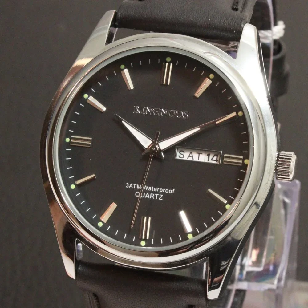 Men's Contemporary Sport Watch Silver Case Black Rally Strap 40mm